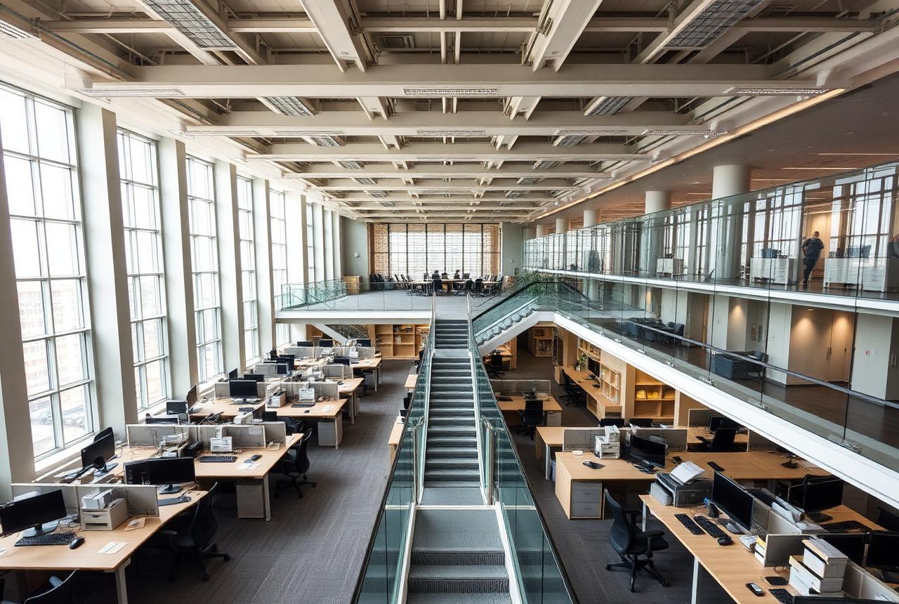 Interior of a corporate offices site kept clean under a professional janitorial program
