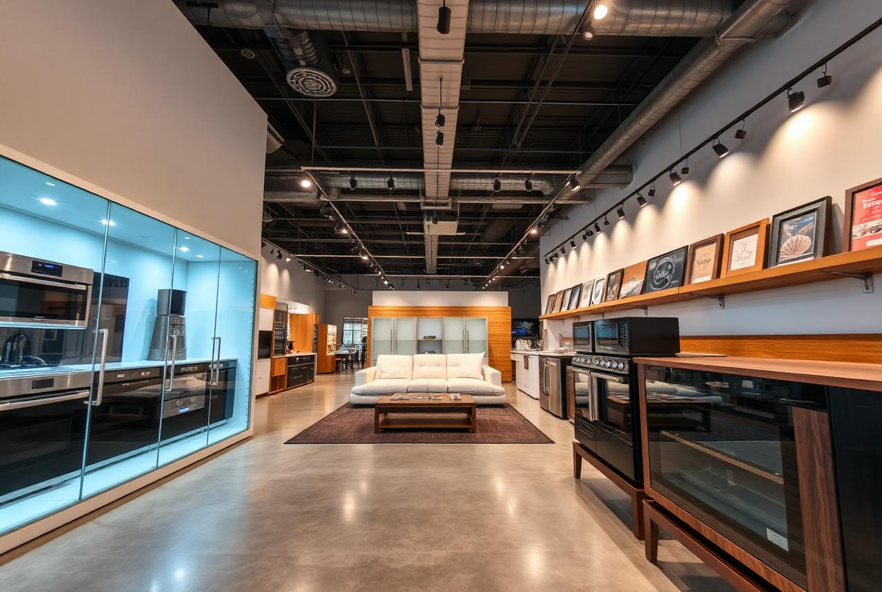 Interior of a showrooms site kept clean under a professional janitorial program